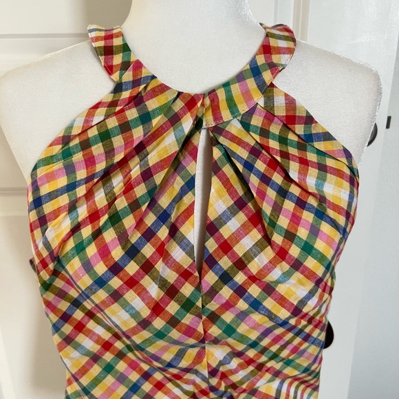 NWT Eva Franco Anthropologie Multicolor Plaid Top 8 - Picture 7 of 12